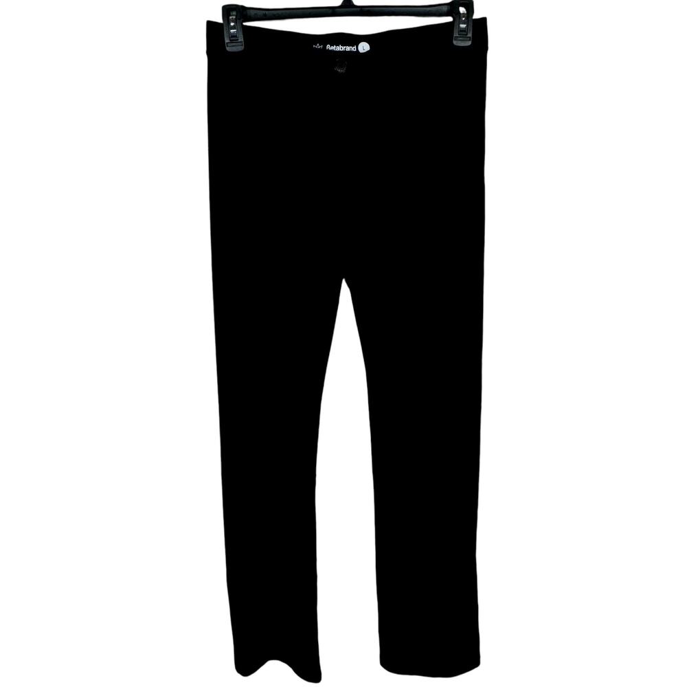 Betabrand Large Straight Pants Mid-Rise Stretch Flat Front Pull-On Ponte Black
